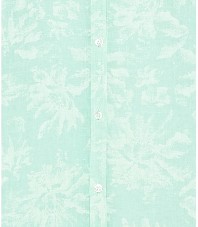 HONORE - Aqua floral print linen shirt