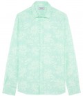 HONORE - Aqua floral print linen shirt