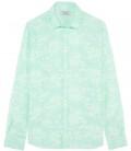 HONORE - Chemise imprimé en lin motifs floral aqua