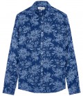 HONORE - Indigo floral print linen shirt