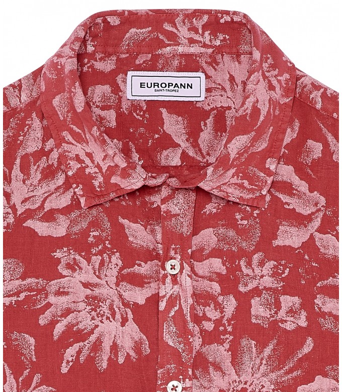 HONORE - Litchi floral print linen shirt