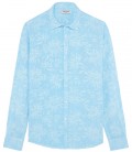 HONORE - Chemise imprimé en lin motifs floral bleu