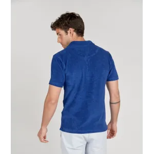 MITCH - Towelling indigo blue polo shirt