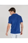MITCH - Towelling indigo blue polo shirt