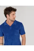 MITCH - Towelling indigo blue polo shirt