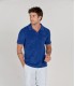 MITCH - Towelling indigo blue polo shirt