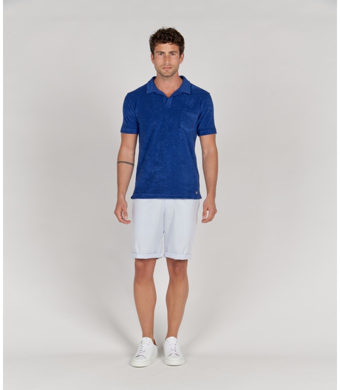 MITCH - Towelling indigo blue polo shirt