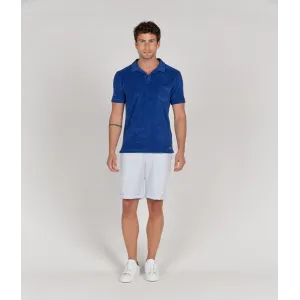 MITCH - Towelling indigo blue polo shirt