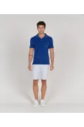 MITCH - Towelling indigo blue polo shirt