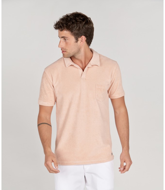 MITCH - Towelling pale polo shirt