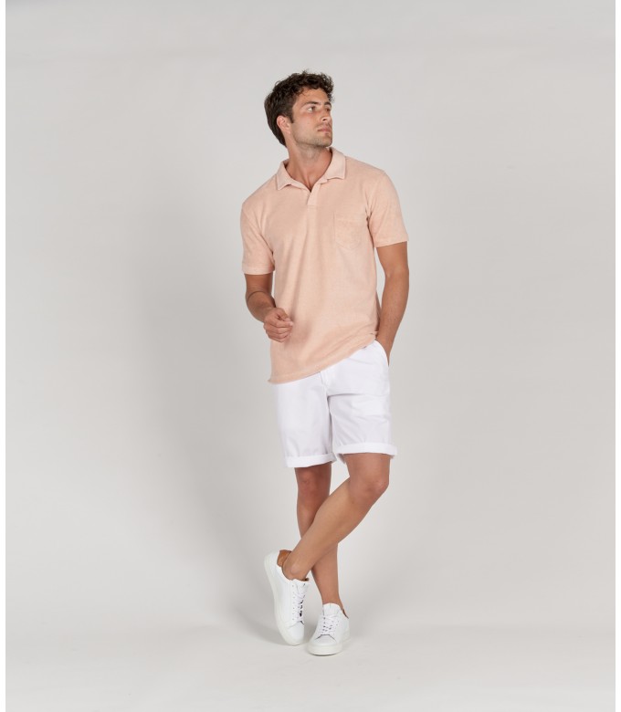 MITCH - Towelling pale polo shirt