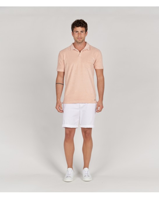 MITCH - Towelling pale polo shirt