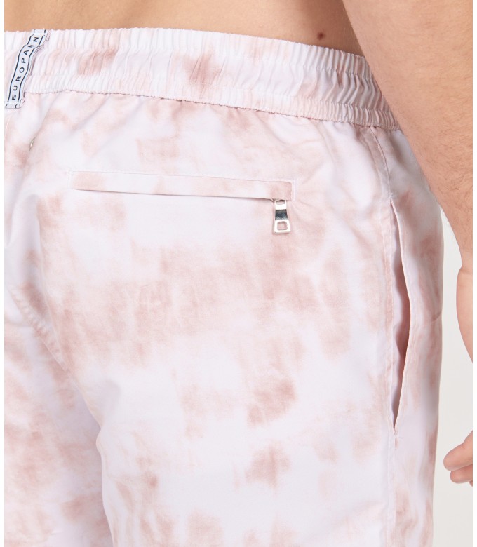 ANGE - Pale tie-dye print swim shorts