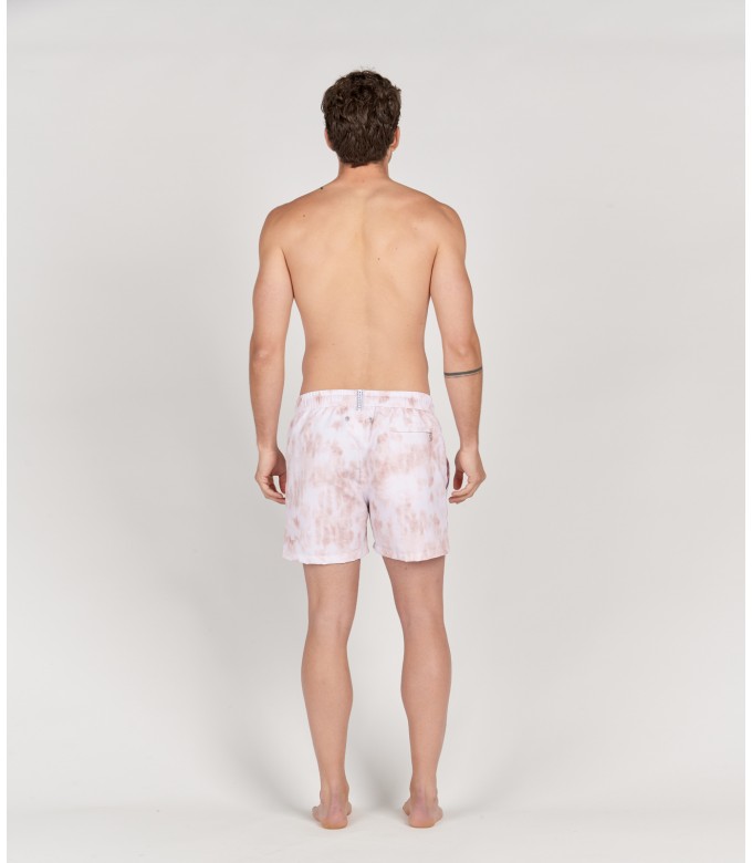 ANGE - Pale tie-dye print swim shorts