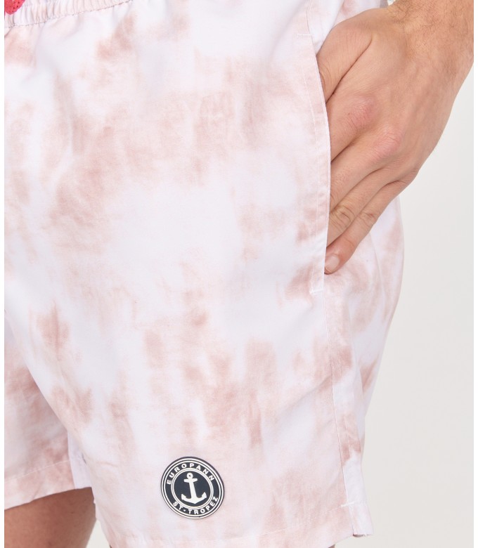 ANGE - Pale tie-dye print swim shorts