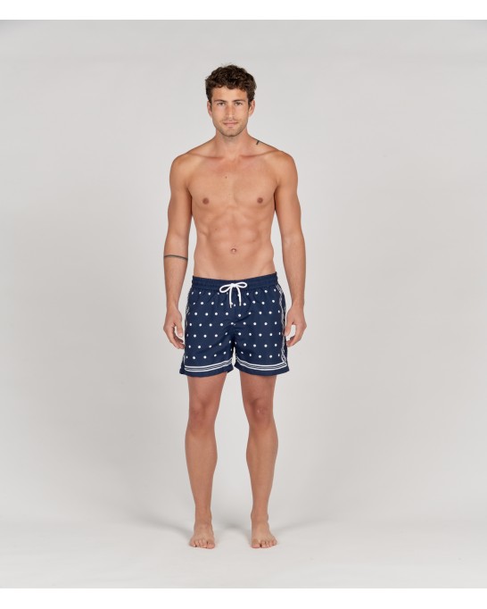 SEVILLE - Navy printed swim shorts