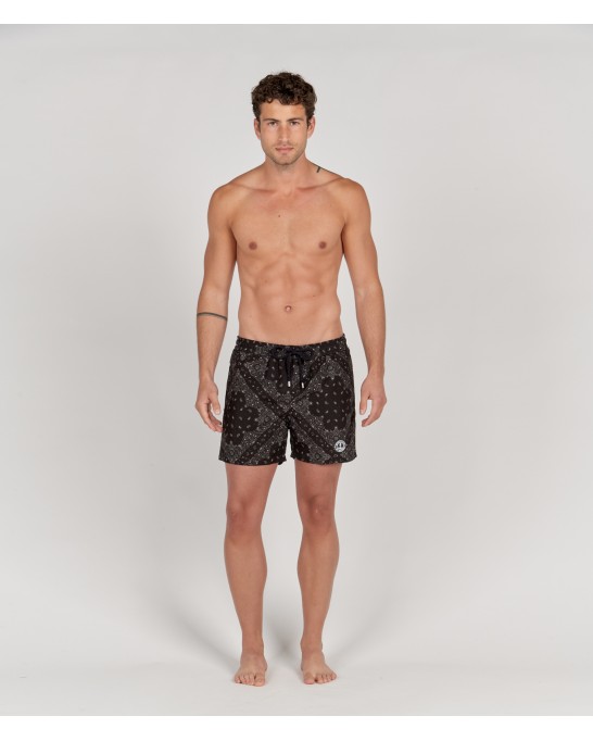 ANDREAS - Swim shorts with black bandana print
