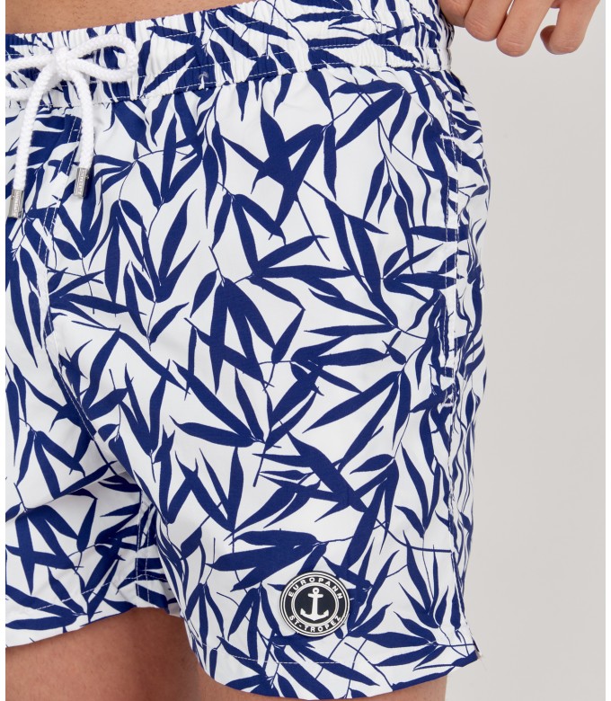 NIPON - White tropical flower print swim shorts