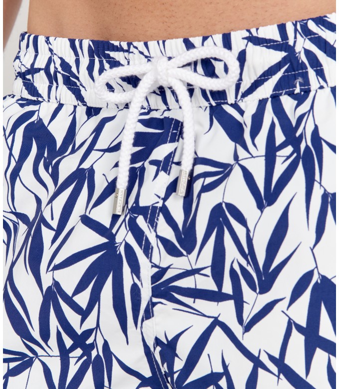 NIPON - White tropical flower print swim shorts