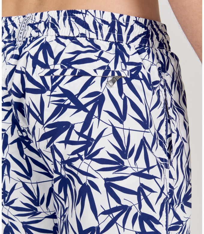 NIPON - White tropical flower print swim shorts