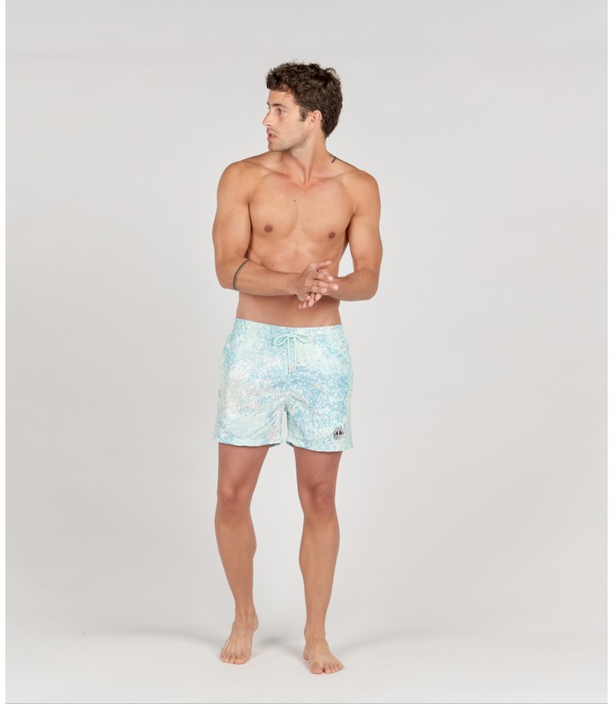 ESTEBAN - Original aqua print swim shorts