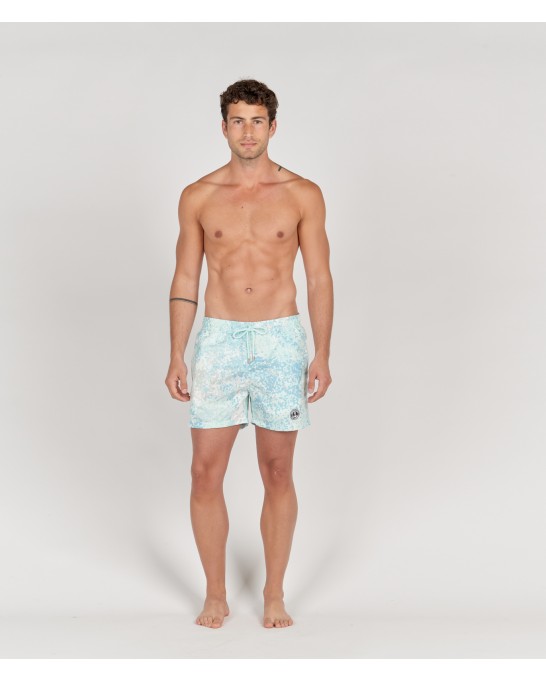 ESTEBAN - Original aqua print swim shorts