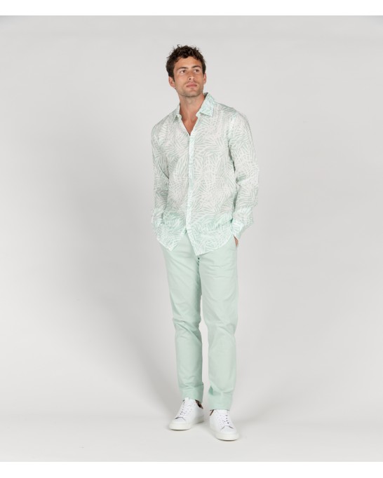 BLAISE - Aqua floral print cotton shirt
