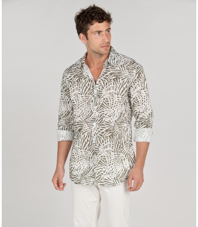 BLAISE - Bronze floral print cotton shirt