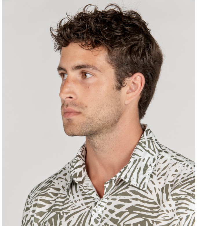 BLAISE - Bronze floral print cotton shirt