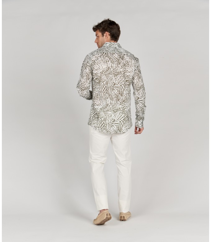 BLAISE - Bronze floral print cotton shirt