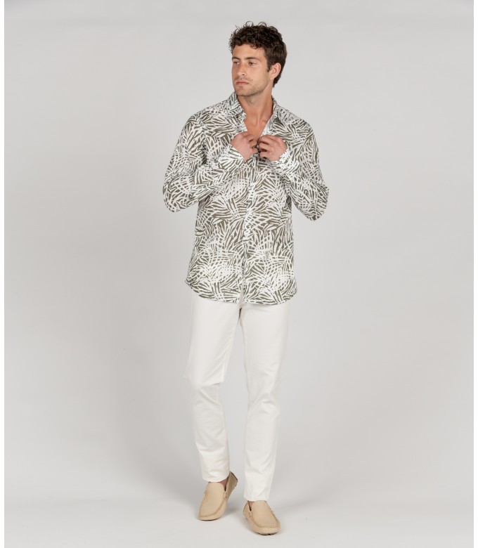 BLAISE - Bronze floral print cotton shirt