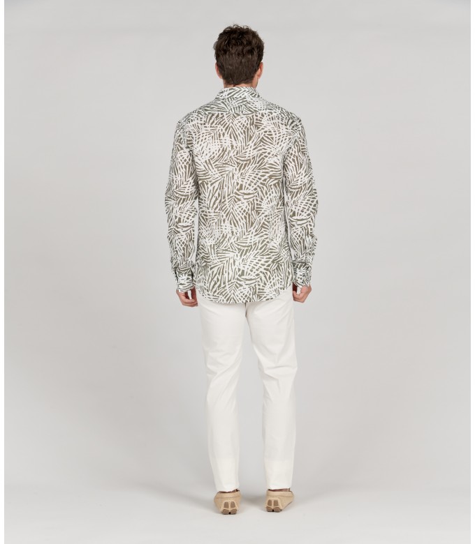 BLAISE - Bronze floral print cotton shirt