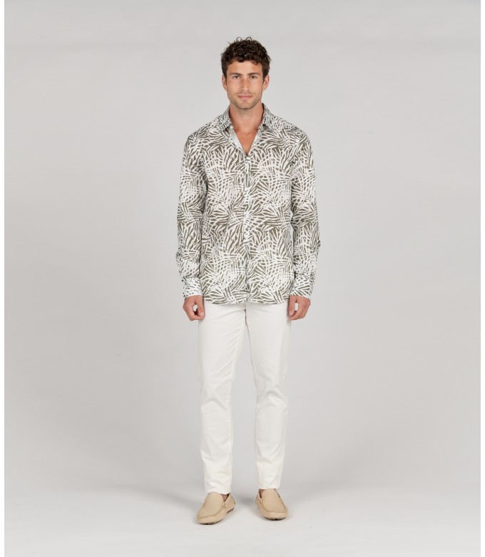 BLAISE - Bronze floral print cotton shirt