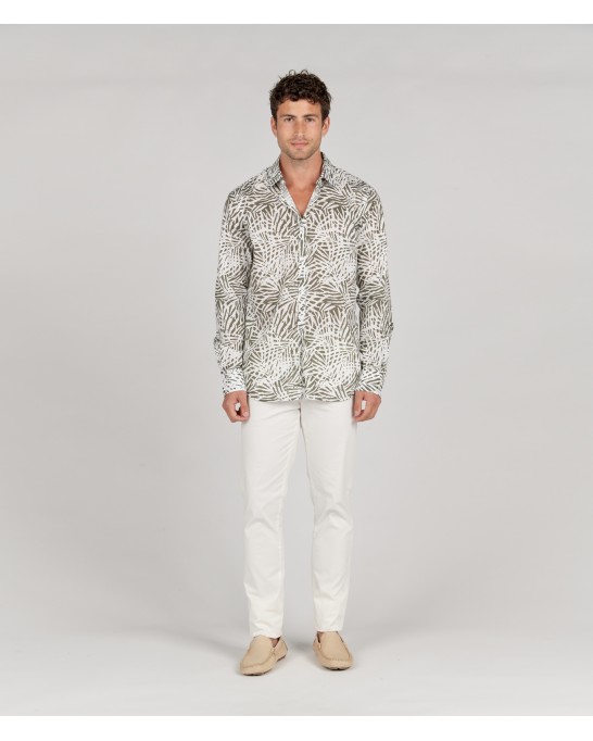 BLAISE - Bronze floral print cotton shirt