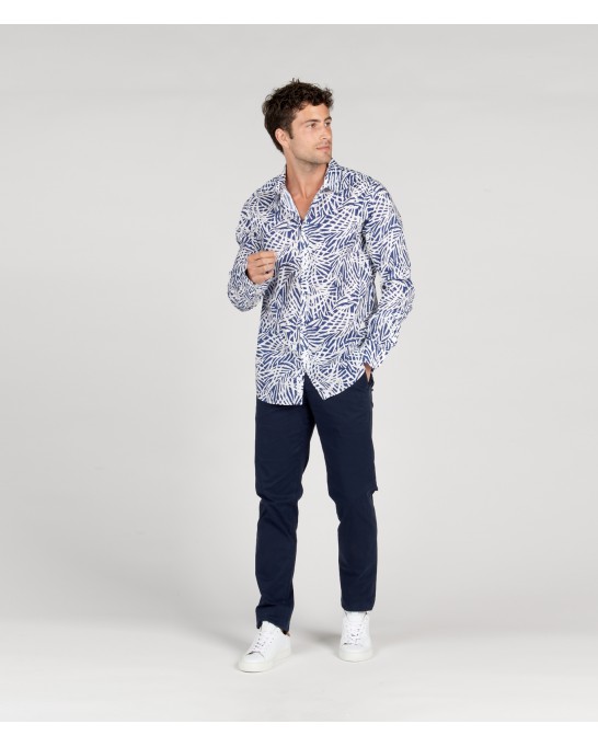 BLAISE - Chemise coton imprimé fleurie indigo